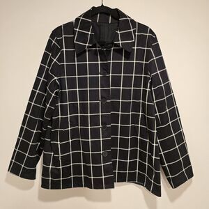 Trench Jacket Coat Women XL Reversible Black Plaid Solid Hunting Country Capsule